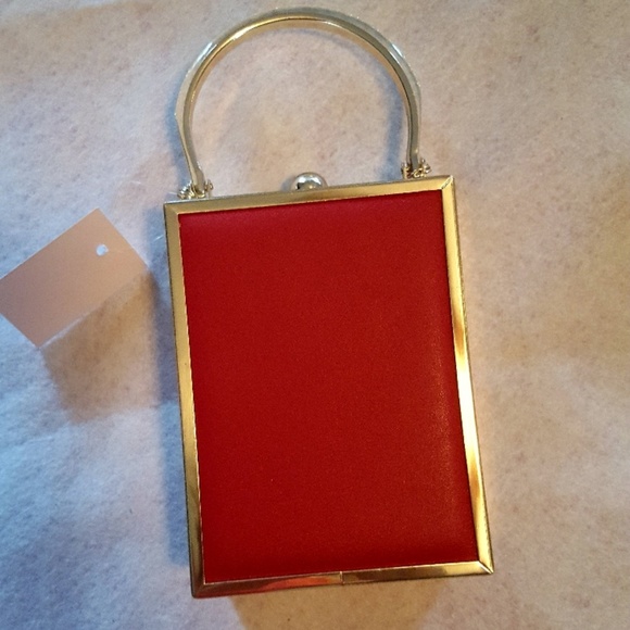 WHIMSICAL RED DAY OR EVENING PURSE- GIRL W/GLASSES - Picture 3 of 7